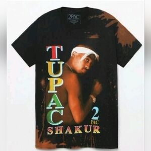 M • 2Pac • Tupac Shakur Graphic Tee - Black Bleached Dyed